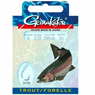 Gamakatsu Forellen Vorfächer Vorfach 3610N Forellenhaken Angelhaken gebunden