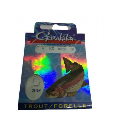 Gamakatsu Forellen Vorfächer Vorfach 3610N Forellenhaken Angelhaken gebunden