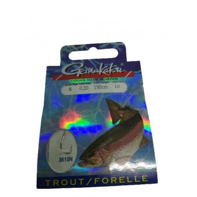 Gamakatsu Forellen Vorfächer Vorfach 3610N Forellenhaken Angelhaken gebunden