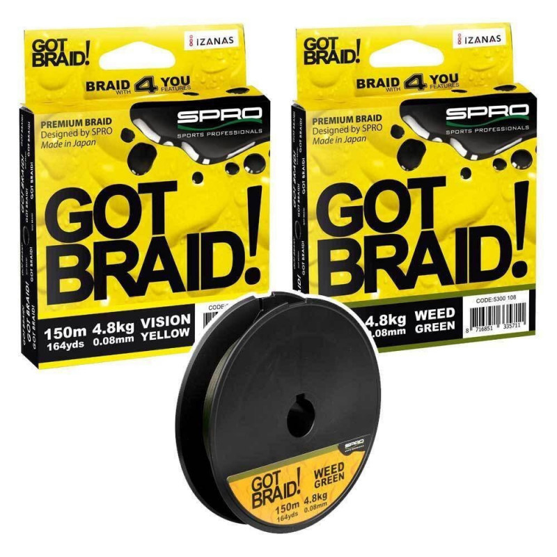 SPRO GOT Braid 4-Fach geflochtene Schnur 150m Yellow Green Raubfisch