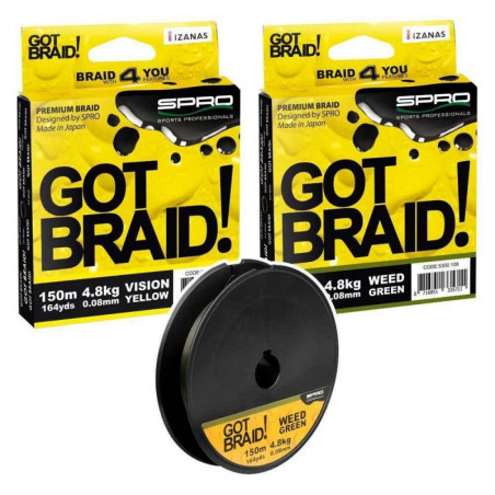 SPRO GOT Braid 4-Fach geflochtene Schnur 150m Yellow Green Raubfisch