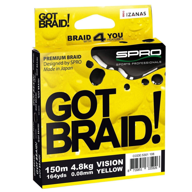 SPRO GOT Braid 4-Fach geflochtene Schnur 150m Yellow Green Raubfisch