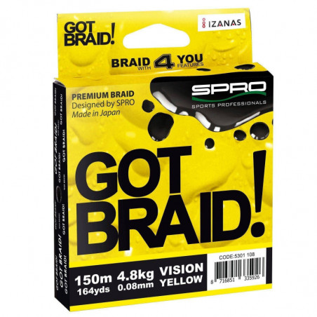 SPRO GOT Braid 4-Fach geflochtene Schnur 150m Yellow Green Raubfisch
