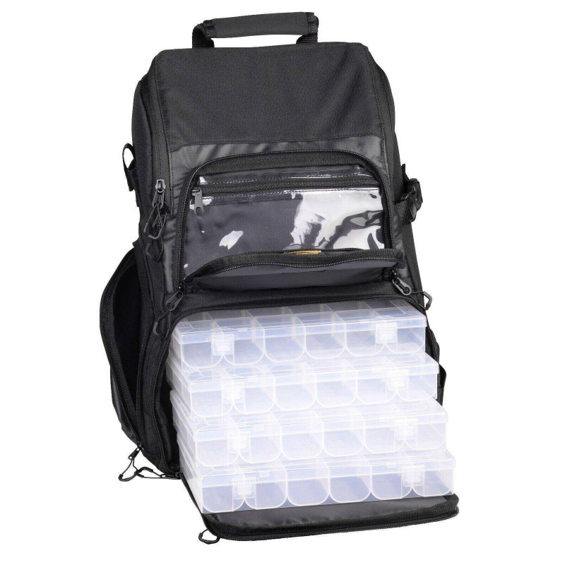 Spro- Backpack 104 - Angel Rucksack schwarz 4 Tackleboxen Street Fishing
