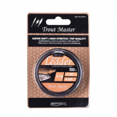 Trout Master Mono Leader 50m Schnur Monofile Hoch Elastisch Vorfach Angelschnur