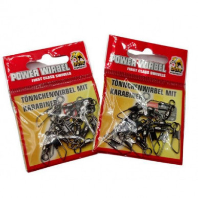 20x Tönnchenwirbel mit Karabiner Angelwirbel Wirbel Karabiner Behr Vorfach