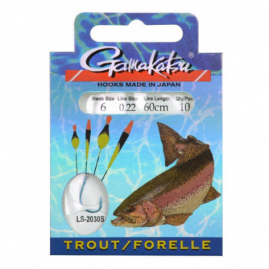 Gamakatsu LS-2030 Trout Forelle Float Posen Vorfächer 60cm Gr 4-12 Vorfach