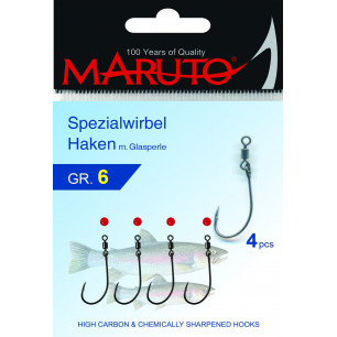 Paladin Maruto Spezialwirbel Haken Glasperlen Gr. 1 - 2 - 4 - 6  4 Stück Forelle