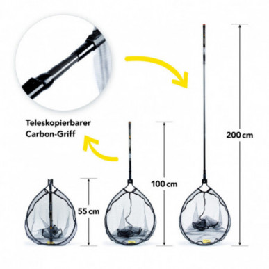Lieblingsköder Ultraboost Barsch Kescher 50x40cm Carbon teleskopierbar gummiert