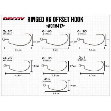 Decoy Ringed KG Offset Hook Worm 417 Free Rig Haken  2 1 1/0 2/0 3/0  Japan