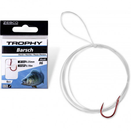 Zebco Trophy Angelhaken Barsch haken Zander Vorfachhaken gebunden 70cm