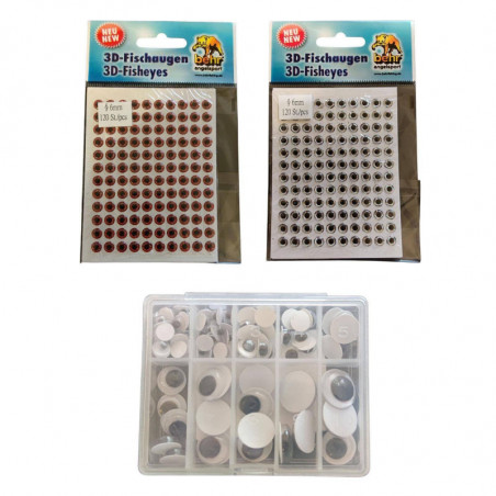 Behr 3D FISCHAUGEN ROT WEISS, 3 5 6 8mm Gummifische Augen Sortiment Wobbler
