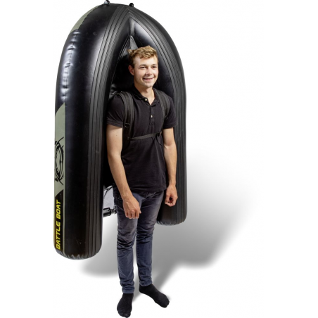 Black Cat Battle Boat Set Belly Boot Set inkl Motor 170cm x 113cm Außenbordmotor