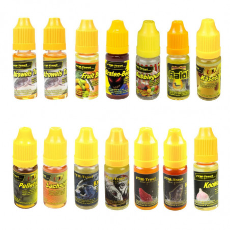 FTM Forellenbooster Öle 10ml viele Sorten Bienenmadenöl Leber Aal Knoblauch Käse