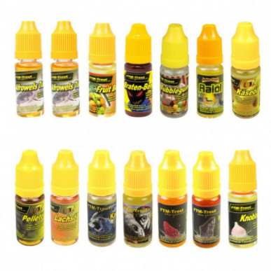 FTM Forellenbooster Öle 10ml viele Sorten Bienenmadenöl Leber Aal Knoblauch Käse