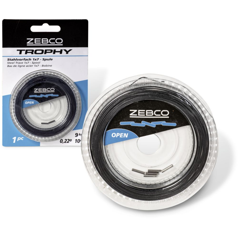 Zebco Trophy Stahlvorfach Einzelhaken Drilling fertiges Raubfischvorfach 1x7 7x7
