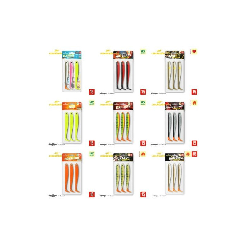 Lieblingsköder 15cm 20cm 3 Stück Sunny Sheriff Firetiger Hecht Zander alle Farbe