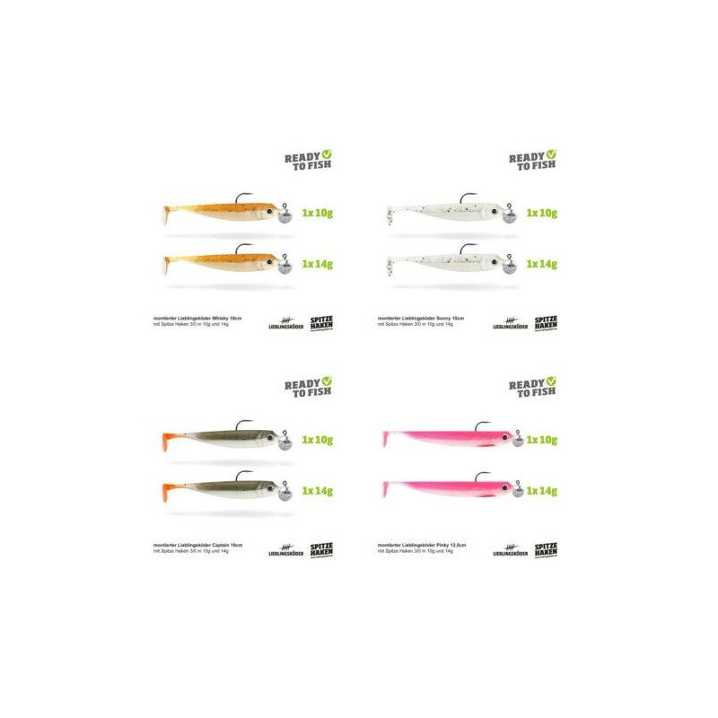 Lieblingsköder Actionpack 10cm 12,5cm fertig montiert Gummifisch Jighaken