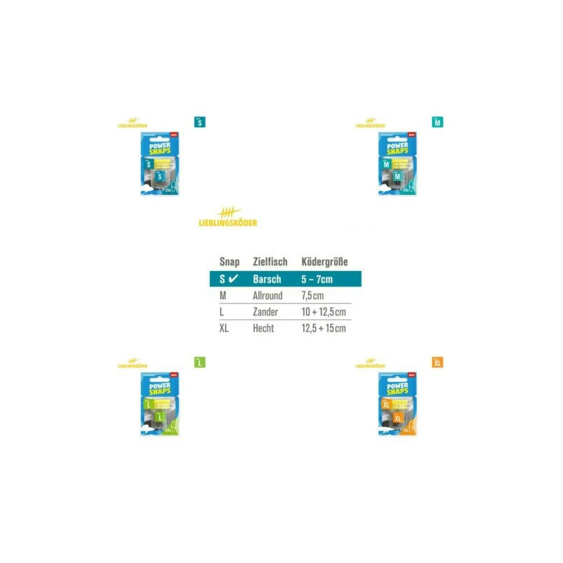 Lieblingsköder Power Snaps S M L XL Karabiner Zander Hecht Barsch Einhänger