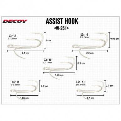 Decoy Assist Hook W-S51 Angstdrilling Stinger Japan Drilling Angsthaken Dorn