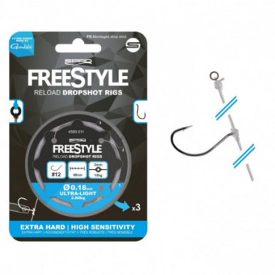 Spro Freestyle Reload Dropshot Rig 3 Stück DS Vorfach Montage Gamakatsu Fluoro
