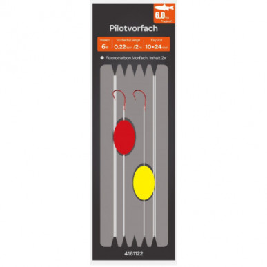 Paladin Pilotvorfach Rund  2m Gelb Rot Pilotkugel 6 8 10 Fluorocarbon Forelle