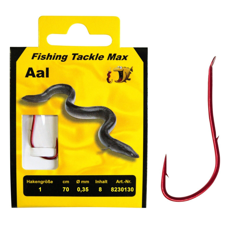 FTM Aal Haken Rot gebunden 70 cm alle Größen Grundangeln Aalhaken Wurmhaken FTM Aal Haken Rot gebunden 70 cm alle Größen Grundangeln Aalhaken Wurmhaken