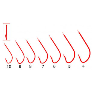 Tubertini FTM TFT Serie 22 Haken ROT Bienenmadenhaken Größen 4 5 6 7 8 9 10