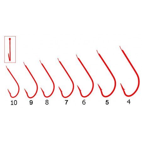 Tubertini FTM TFT Serie 22 Haken ROT Bienenmadenhaken Größen 4 5 6 7 8 9 10
