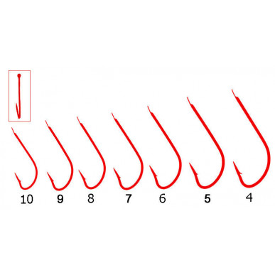 FTM Tubertini Serie 22 Haken ROT alle Größen Größen Forellenhaken Forelle Trout