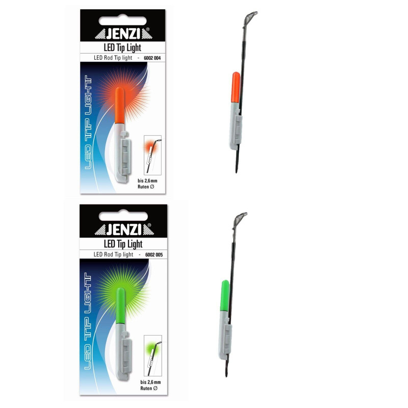 JENZI LED Knicklicht Tip Light Bissanzeiger Nachtangeln Rod Rute Hell Rot Grün