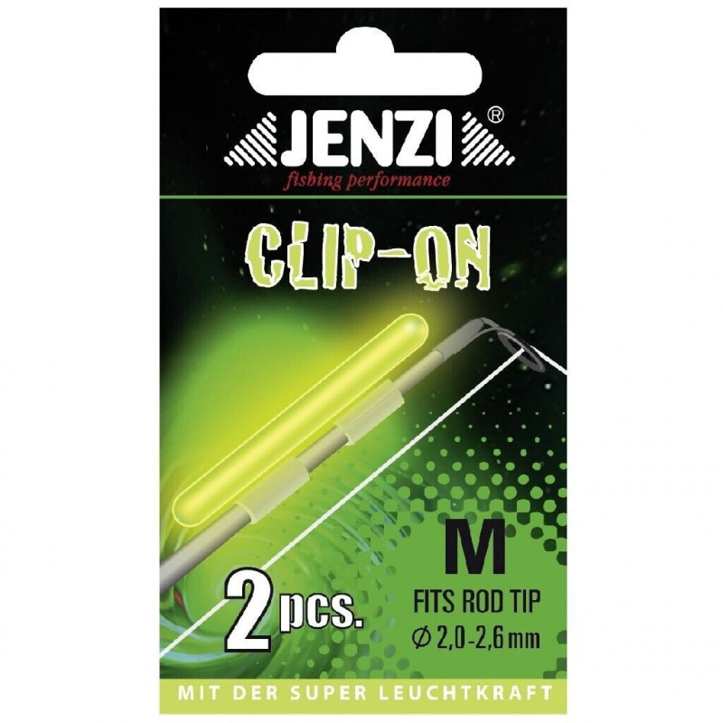 Jenzi 2x Knicklicht Clip-On Bissanzeiger Nachtangeln alle Größen 0,6-4,3mm Ruten
