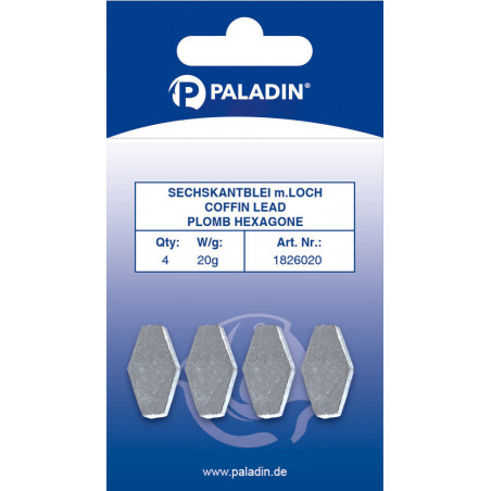 Paladin Blei Sechskantblei Sargblei Laufblei 10-100g Grundblei mit Loch Gewicht