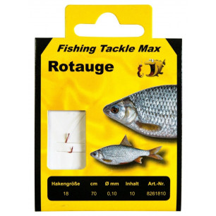 FTM Rotauge Haken Rot gebunden 70 cm verschiedene Größen Friedfischhaken Vorfach