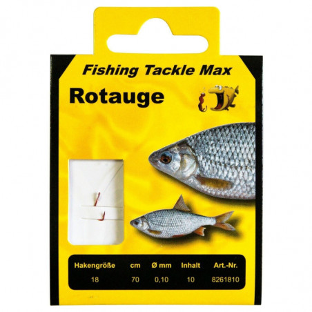 FTM Rotauge Haken Rot gebunden 70 cm verschiedene Größen Friedfischhaken Vorfach