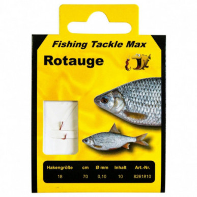 FTM Rotauge Haken Rot gebunden 70 cm verschiedene Größen Friedfischhaken Vorfach