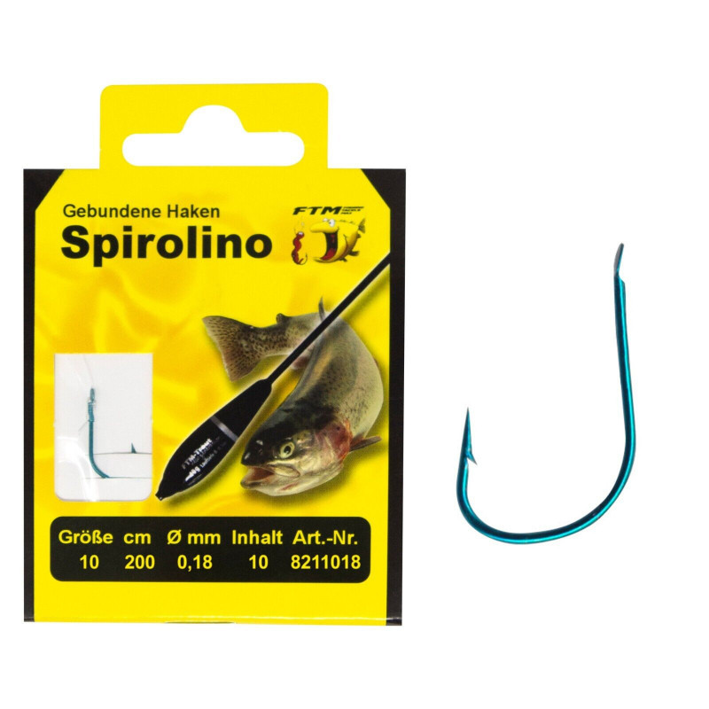 FTM Spirolino Haken Blau gebunden 200 250 300 cm alle Größen Forelle Trout Spiro FTM Spirolino Haken Blau gebunden 200 250 300 cm alle Größen Forelle Trout Spiro