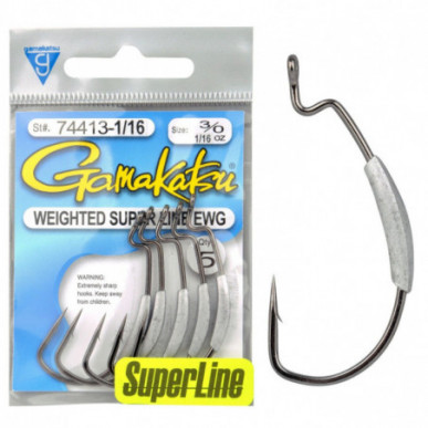 Gamakatsu Weighted Superline EWG Worm Jighaken Haken Krauthaken