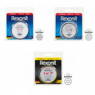 Flexonit 4m Knotbar Stahlvorfach 1x7 7x7 1x19  Salzwasserbeständig Vorfach