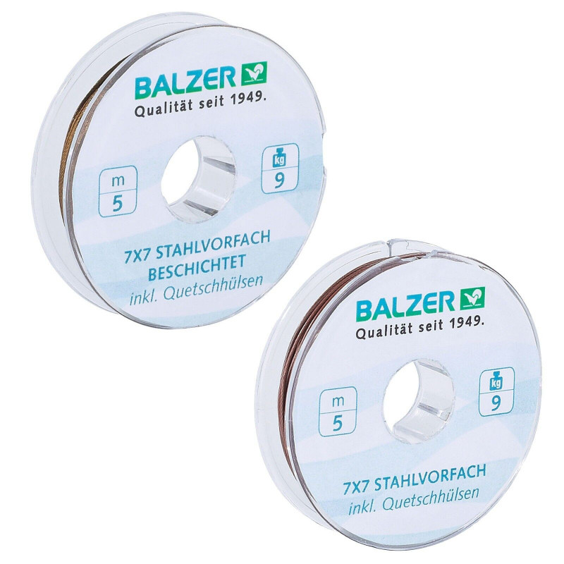 Balzer 7x7 Edelstahl Stahlvorfach beschichtet unbeschichtet incl. Klemmhülsen