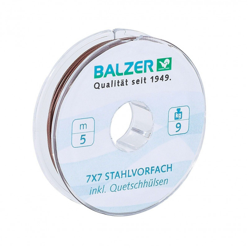 Balzer 7x7 Edelstahl Stahlvorfach beschichtet unbeschichtet incl. Klemmhülsen Balzer 7x7 Edelstahl Stahlvorfach beschichtet unbeschichtet incl. Klemmhülsen