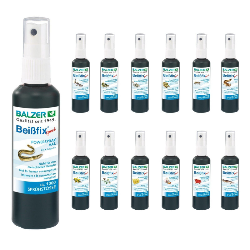 Balzer Beißfix Power Spray AalSpray Forelle Käse Knoblauch Wels Anis Karpfen Balzer Beißfix Power Spray AalSpray Forelle Käse Knoblauch Wels Anis Karpfen