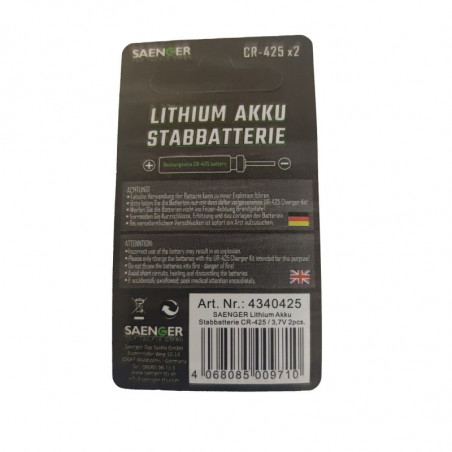 Saenger 2x CR425 AKKU Wiederaufladbare Batterie Elektro Posen STAB BATTERIE