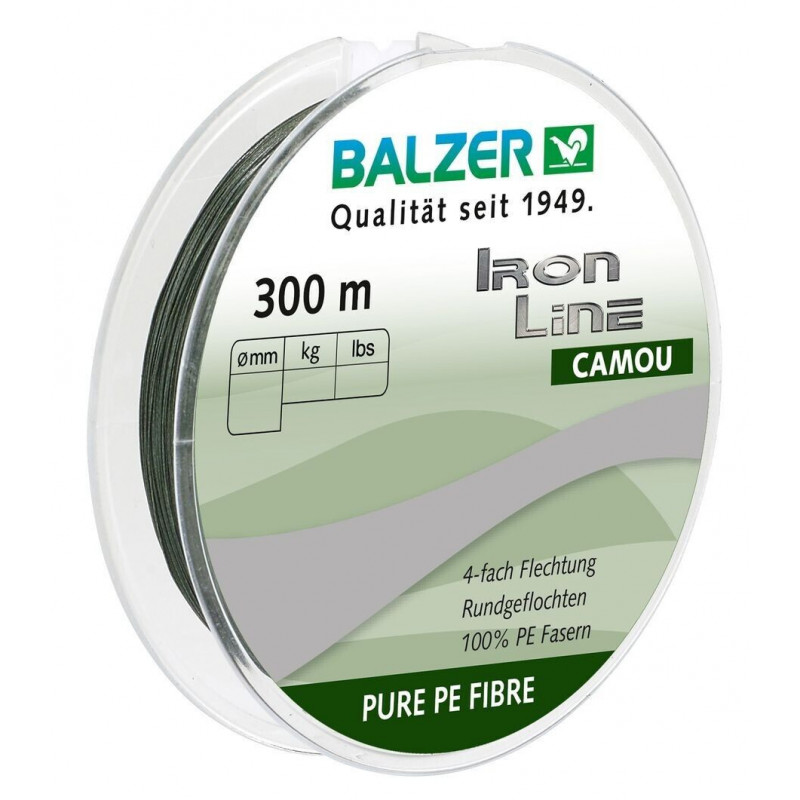 Balzer Iron Line 4 camou Green 300 m Spule geflochte Schnur 4 Fach Balzer Iron Line 4 camou Green 300 m Spule geflochte Schnur 4 Fach