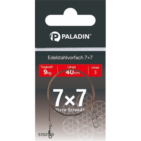 Paladin Edelstahlvorfach 7x7 40cm 70cm Hechtangeln Spinnfischen Hechtvorfach