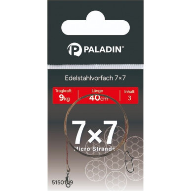 Paladin Edelstahlvorfach 7x7 40cm 70cm Hechtangeln Spinnfischen Hechtvorfach