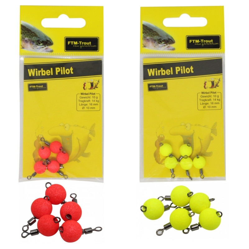 FTM Wirbel Piloten 10 mm Rot oder Gelb Schnurverbinder schwimmend Wirbel Pose