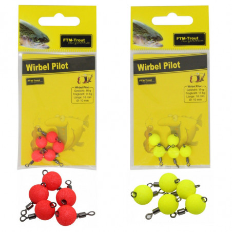 FTM Wirbel Piloten 10 mm Rot oder Gelb Schnurverbinder schwimmend Wirbel Pose