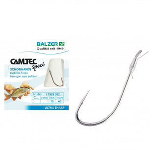 Balzer Camtec Speci Schonhaken Silber 60cm Barbless Friedfisch Haken Vorfach