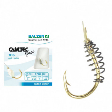 Balzer Camtec Speci Teig Haken Gold 60cm Vorfach Spirale Forellenteig Trout